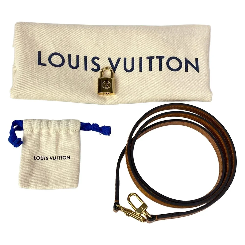 Louis Vuitton Alma BB Martage Handbag M55048 Navy Blue Brown Denim Calf Leather